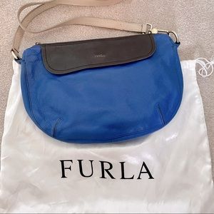 FURLA Leather Crossbody Blue Black & Ivory
